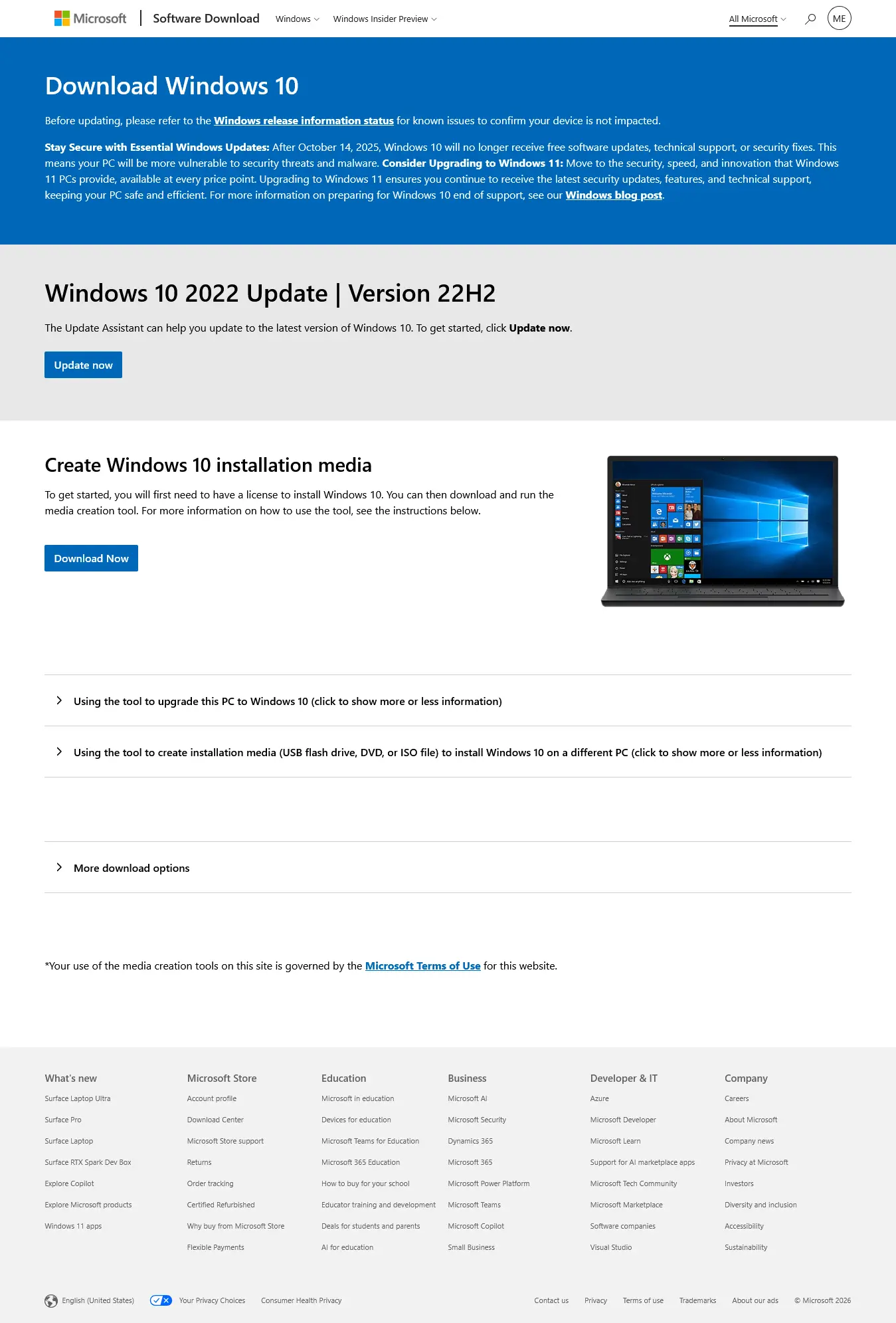Halaman ISO Resmi Microsoft